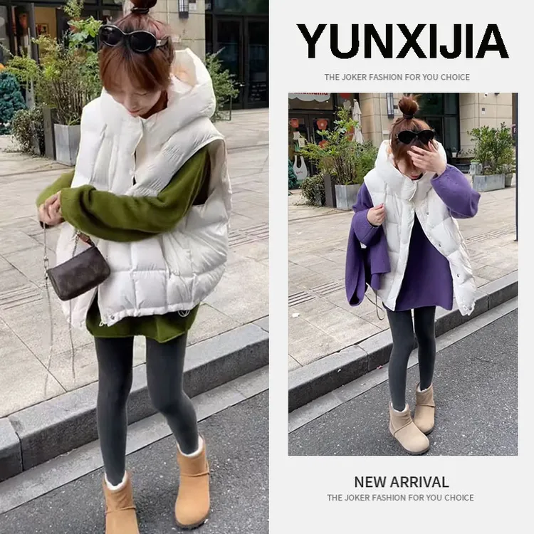 超火早秋穿搭新款套装女2025设计感长袖毛衣棉服马甲鲨鱼裤三件套