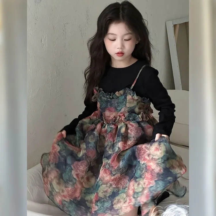 女童春秋装连衣裙2025新款吊带秋款小女孩公主裙儿童