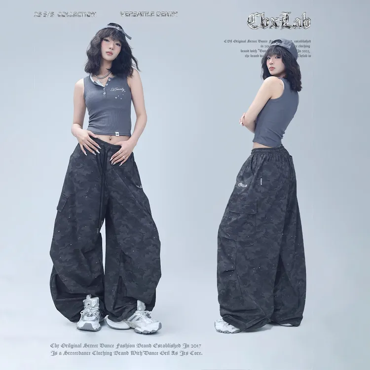 【达人专属】CBXLAB街舞暗格迷彩长裤夏季欧美运动裤显瘦时尚休闲