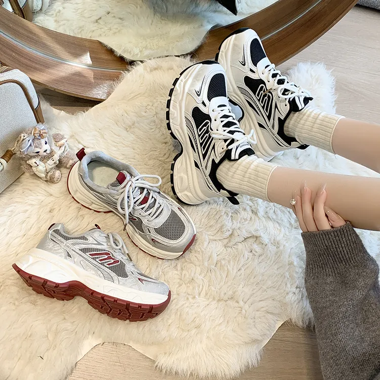 老爹鞋2025秋冬加绒保暖季双网厚底增高ins超火潮时尚休闲老爹鞋