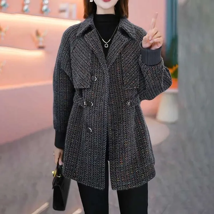 高级雪尼尔绒加棉加厚西装领冬天外套女气质修身显瘦防风保暖上衣