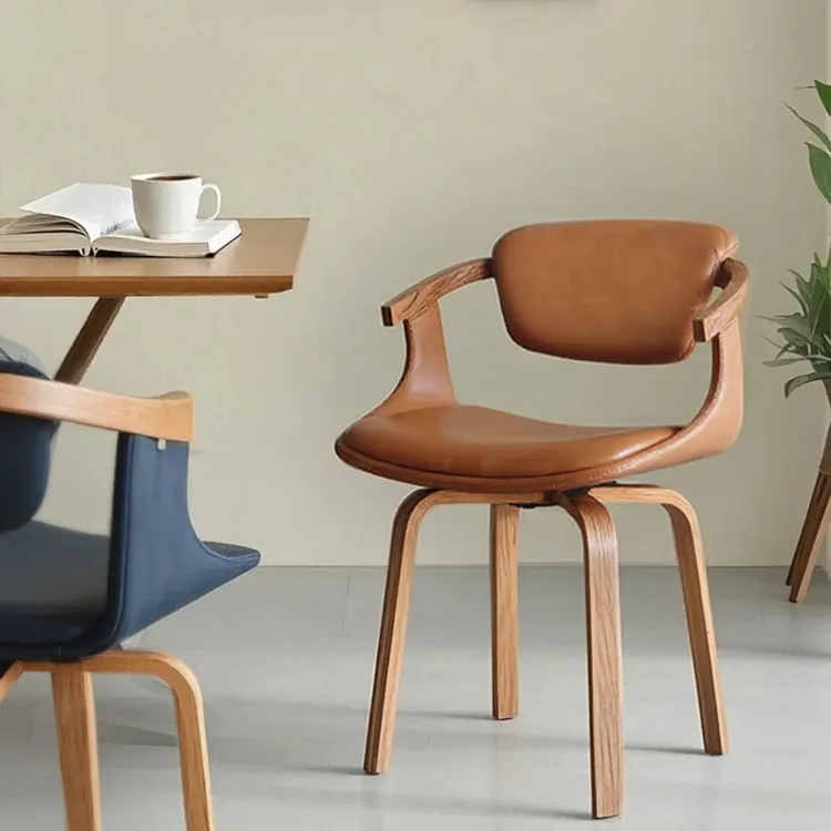 意式靠背转椅家用电脑椅阳台休闲书房学习椅北欧轻奢书桌椅餐厅椅