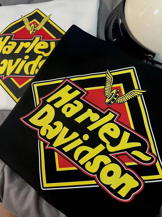 【哈*雷菱形】美式复古摩托机车男女纯棉圆领连帽加绒长袖卫衣