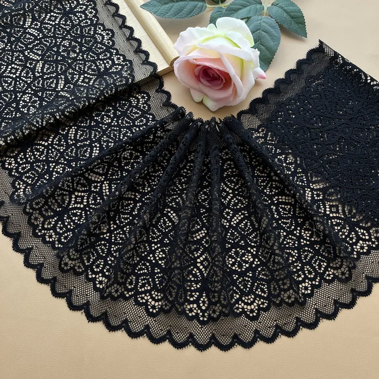多款黑色 宽16~21厘米 弹力蕾丝花边辅料 裙摆衣袖加长领口拼接