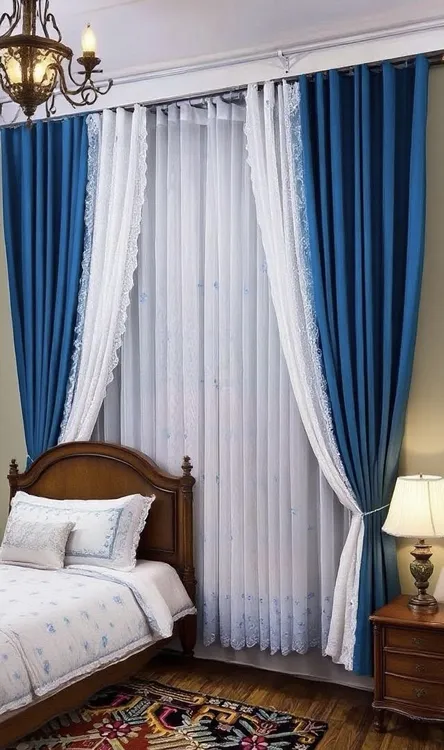 法式风复古轻奢遮光客厅卧室窗帘成品，高度宽度颜色需要备注