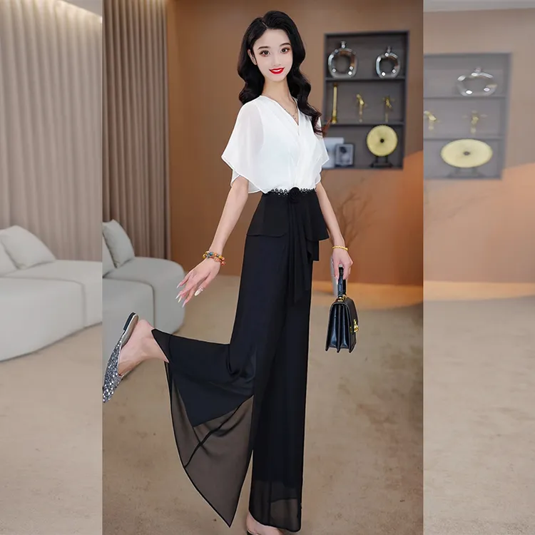 【上衣+裤子】优雅新款气质时尚休闲收腰显瘦套裤26276