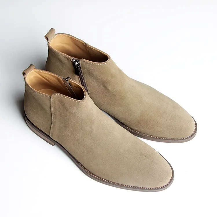 2025爆款男士真皮切尔西短靴 英伦风高帮皮鞋男冬季穿搭翻毛皮靴