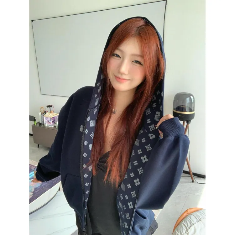 美式复古开衫卫衣外套女宽松连帽2025秋冬新款潮牌情侣装拉链帽衫
