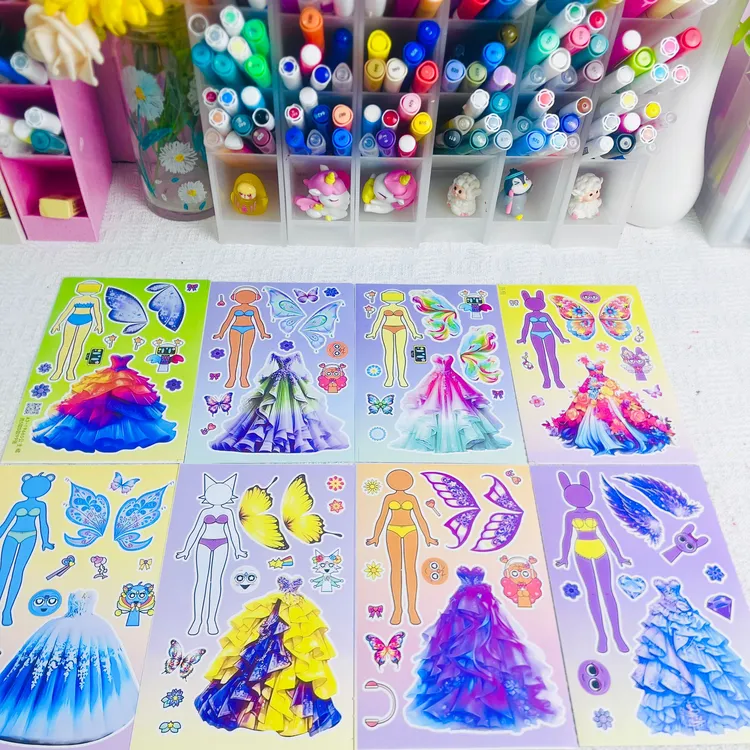 节奏盒子VS公主裙换装贴纸儿童益智玩具女孩手工玩具