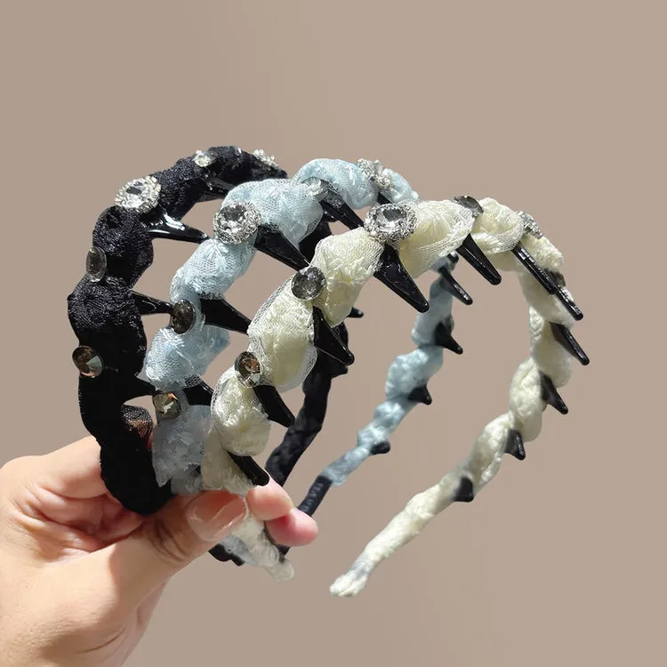 带齿发箍新款轻奢压发头箍气质小香风手工发捆头饰新款洗脸外出