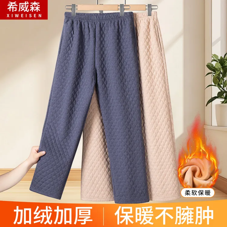 2025年冬中老年男士睡裤加厚秋裤爸爸家居裤爷爷保暖老人大码裤子