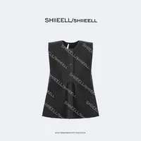 SHIIEELL极简风定染灰澳毛混纺宽松针织马夹WY501