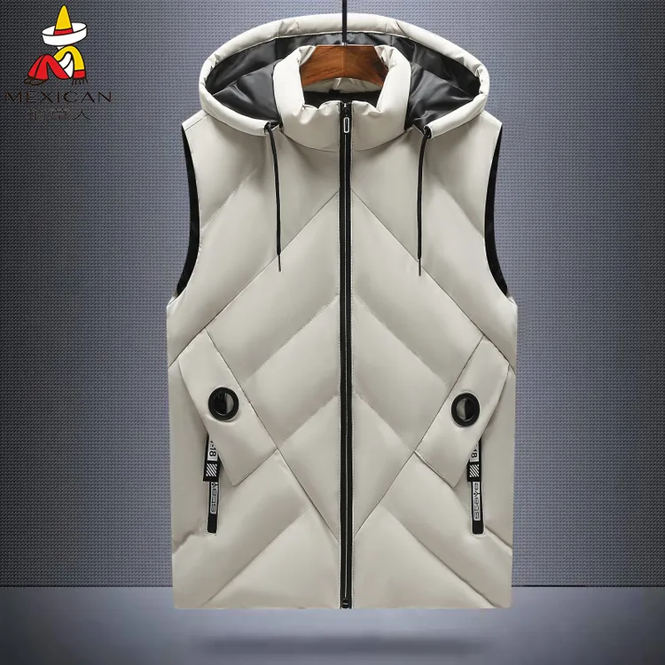 稻草人秋冬季时尚潮流羽绒棉马甲男士修身连帽保暖外套多口袋背心