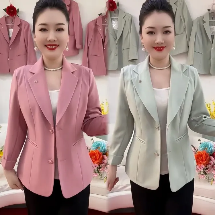 2025年气质减龄西服春夏季薄款半衬彩色修身时尚精品西装外套爆款