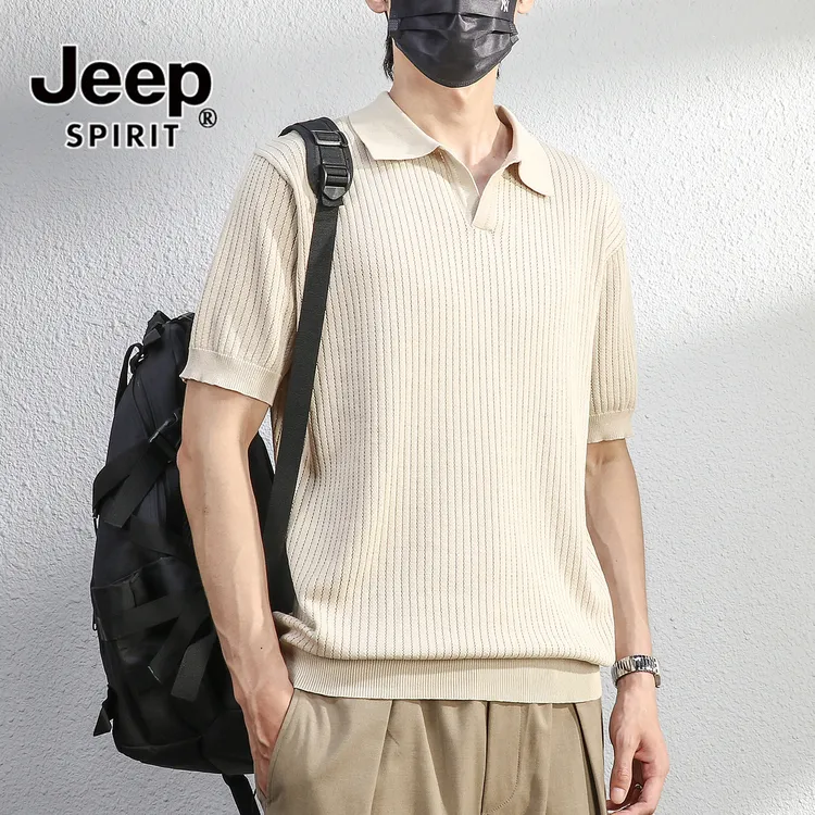 JEEPSPIRIT吉普极简主义轻熟气质短袖polo衫男士夏季冰丝薄款透气