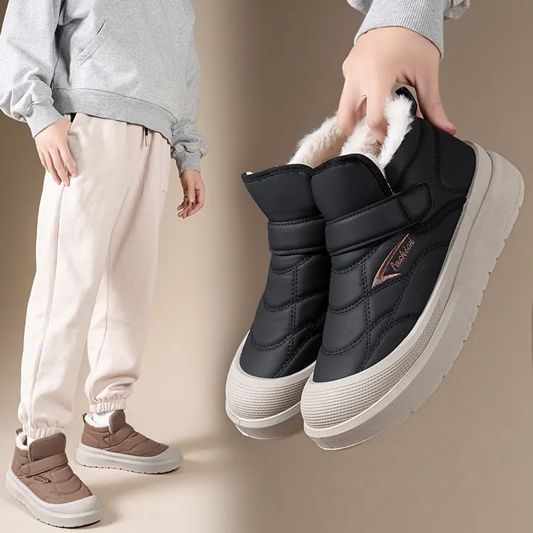 冬季加绒加厚保暖男士新款雪地靴时尚休闲百搭一脚蹬魔术贴棉靴