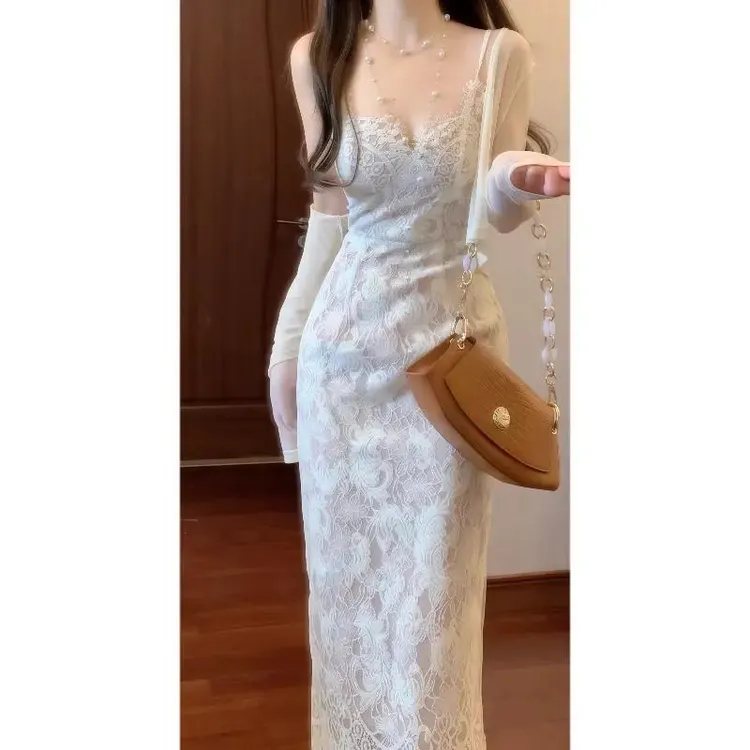 新疆西藏包邮风情万种蕾丝吊带连衣裙修身包臀裙生日礼服裙 防晒