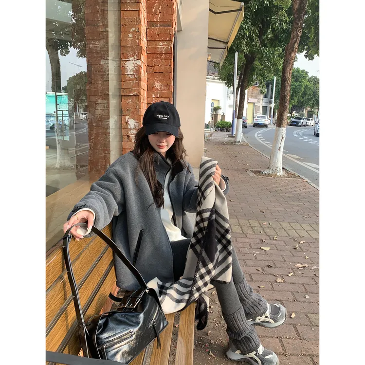 切糕自制【旷野踪影】小个子秋冬立领百搭防风保暖加绒休闲外套女