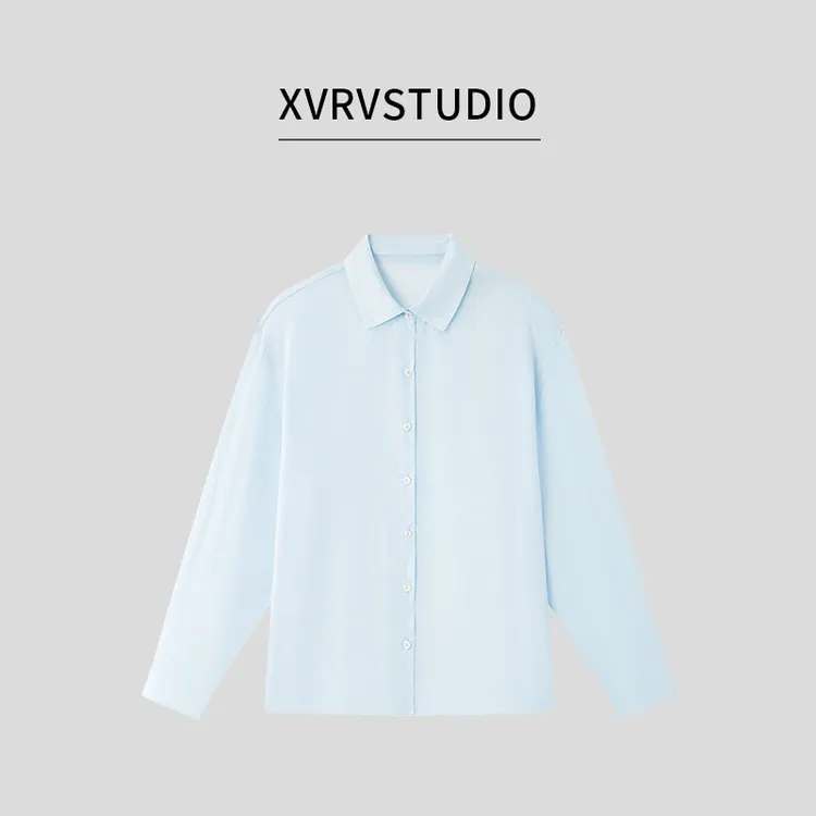 XVRV秋季新品亚麻衬衫女2025外穿宽松开衫透气纽扣莱赛尔上衣