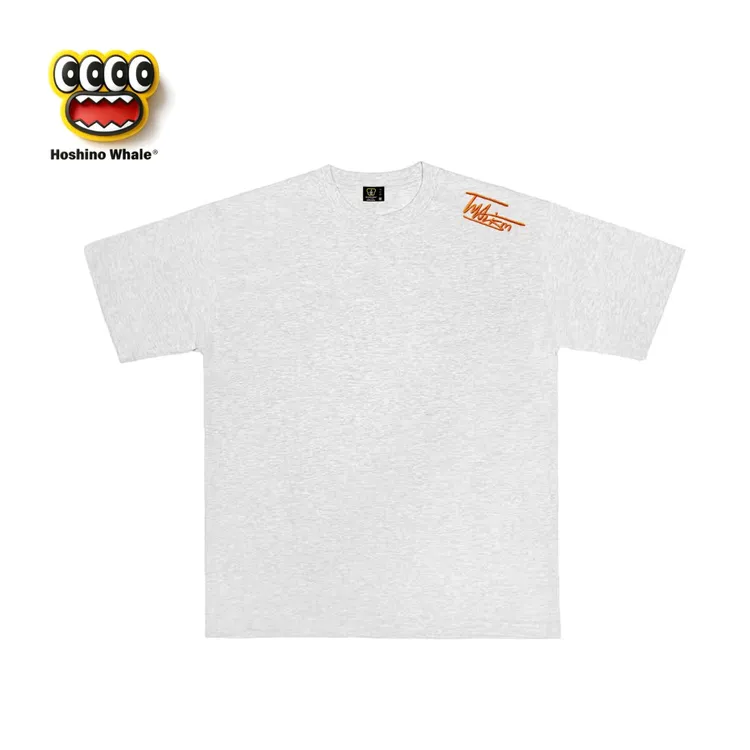 星野鲸—经典logo款重磅升级纯棉潮牌刺绣T恤情侣宽松简约休闲