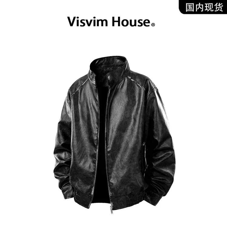 【品牌现货撤柜】VISVIM HOUSE春秋季痞帅宽松机车皮衣夹克外套男士
