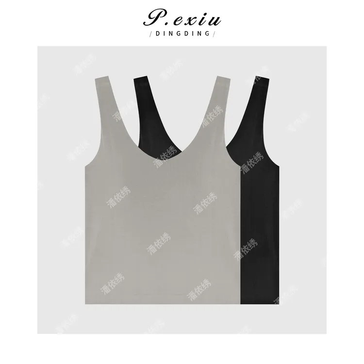 纯色简约百搭软糯弹力V领吊带美背 CF2057