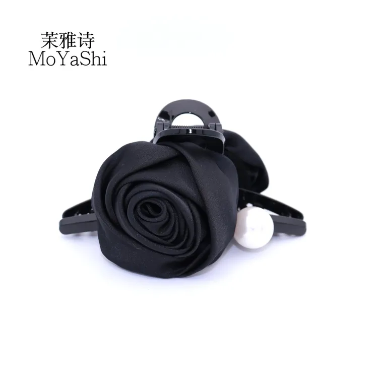 【米兰佳人】绸缎玫瑰珠珠高级感减龄13cm抓夹新款发卡发夹MY001