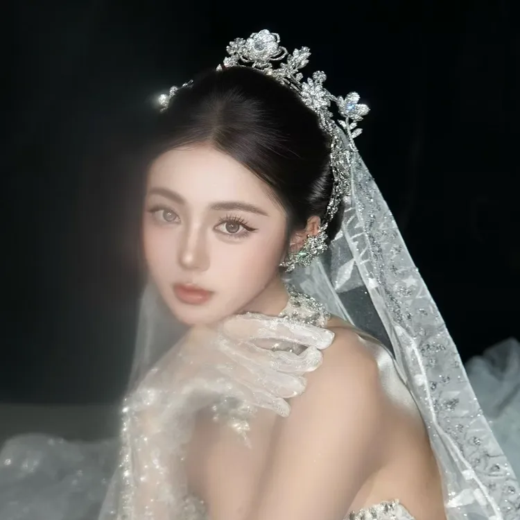 君心家 ETE高奢款不规则花枝锆石皇冠新娘饰品L340