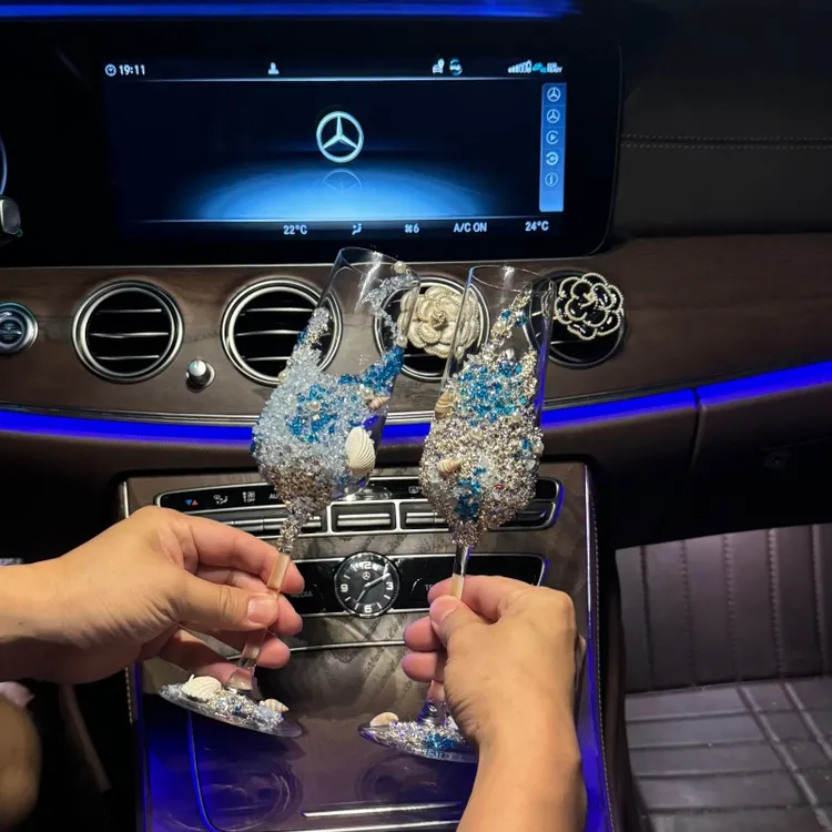 敬酒杯碎钻敬酒杯diy材料包新娘敬酒杯子结婚酒杯敬茶杯diy