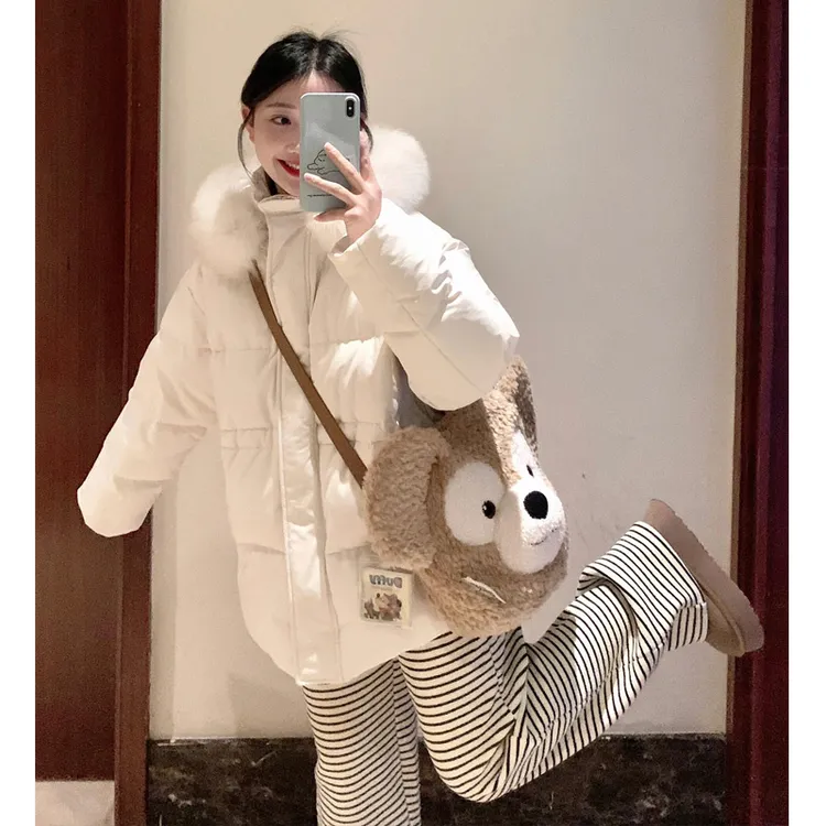 棉服女2025年新款冬季宽松加厚棉衣大毛领学生超好看保暖棉袄外套