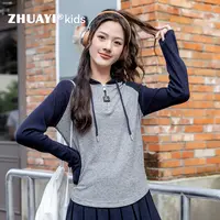 女童针织打底衫2025秋装新款韩系女大童T恤休闲连帽衫（25301334）5