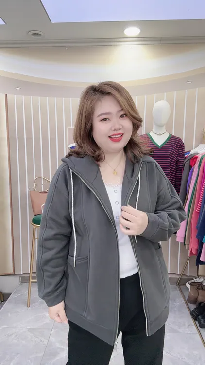 2025秋冬季新款加绒连帽宽松拉链休闲外套上衣百搭时尚款