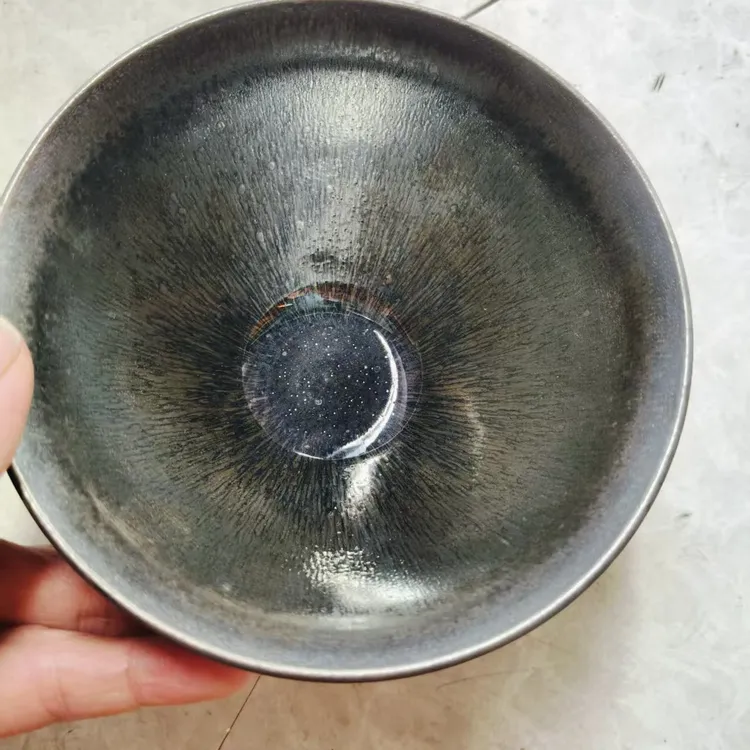 龙窑柴烧建盏含黑毫蓝毫兔毫釉泪茶杯