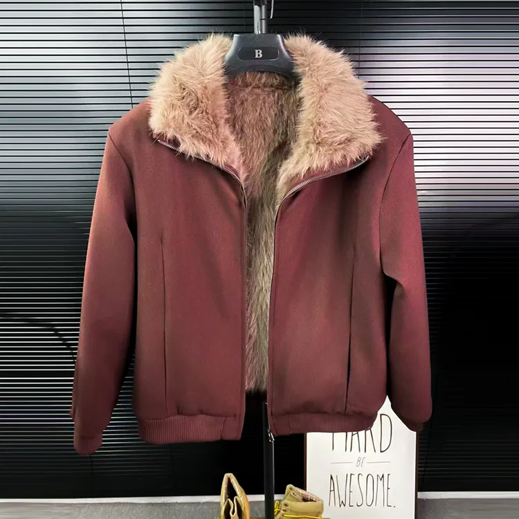 XP-秋冬新款加厚垫肩休闲棉衣座山雕男士百搭痞帅设计感夹克外套