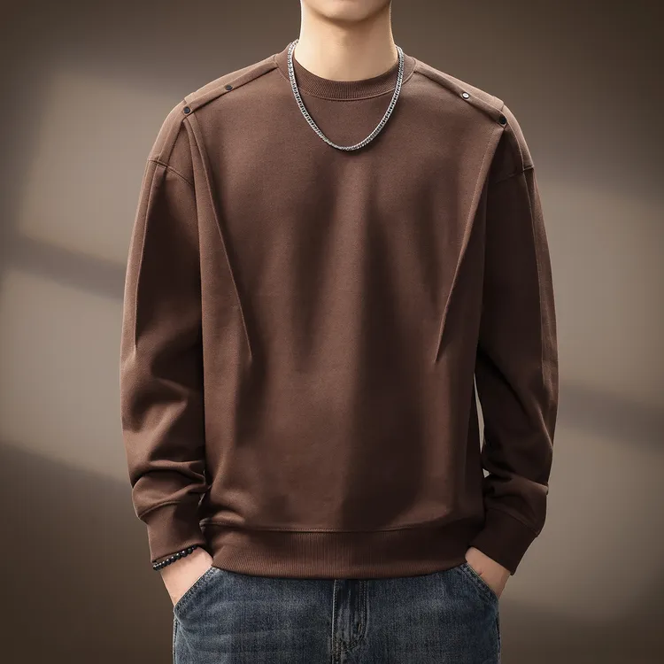 Cebrodz高端重磅拼接卫衣男秋季新款圆领潮牌宽松休闲设计感上衣