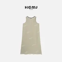 HEMJ 和梦洁白色气质显瘦时尚女士罗马假日无袖连衣裙 CM2B0061