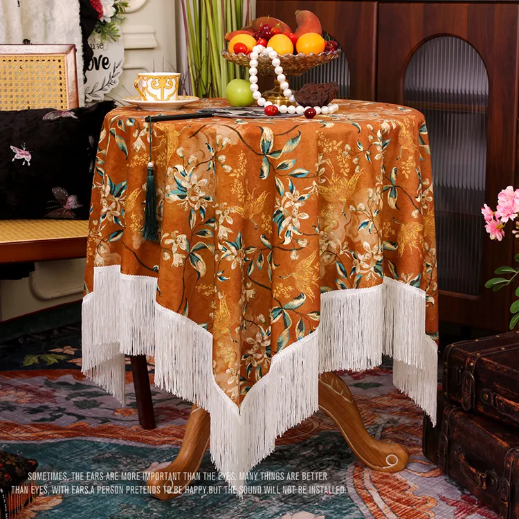 【夜宴】高端复古风流苏桌布法式氛围感餐桌台布高级感装饰盖巾多用