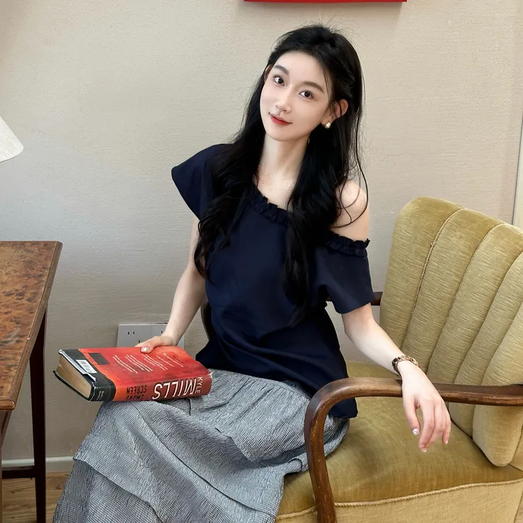 OUDOCKEE 鸥鸥【雅典娜】藏青色上衣无袖背心百搭 S2502C404T