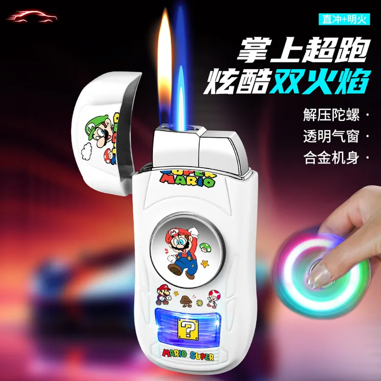 创意发光跑车打火机合金旋转解压便携卡通防风火焰高档送礼送男友
