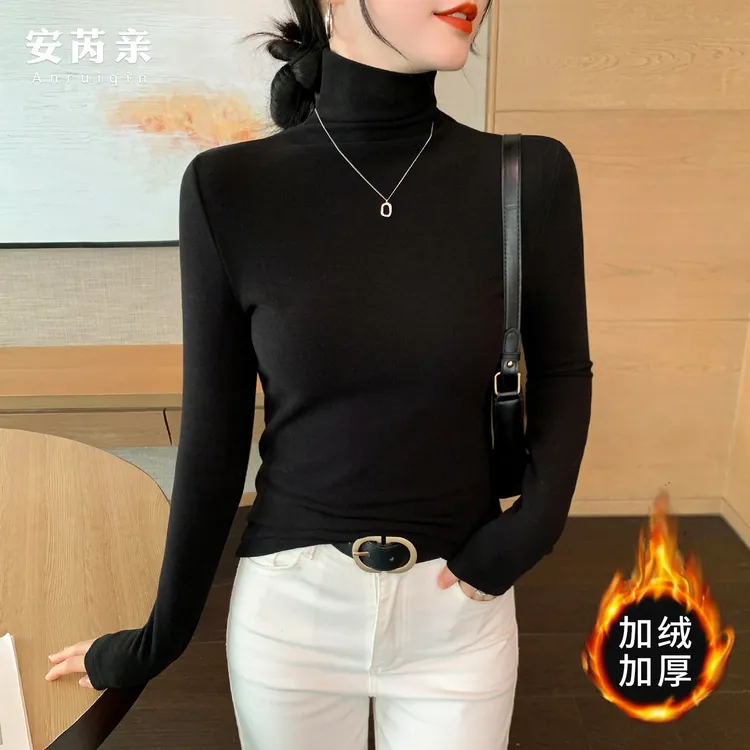 加绒高领打底衫女秋冬季内搭2025年新款加厚保暖上衣高级感可外穿