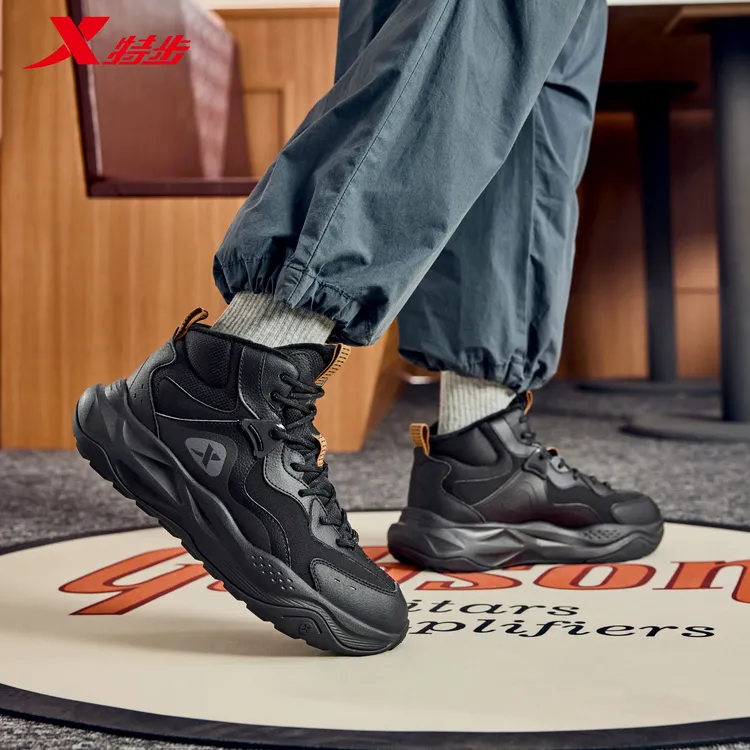 【冬季棉鞋】特步赤壁2.0冬季百搭保暖男鞋户外鞋舒适防滑加绒男鞋