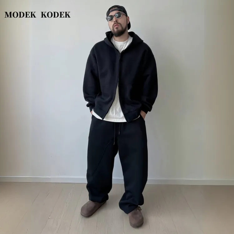 MODEK KODEK秋季新款男连帽休闲外套高品质潮牌纯色长裤运动套装