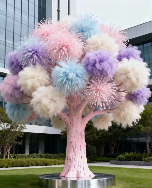 巨型仿真烟花树氛围装饰商业美陈网红造景烟花球玻璃钢仿真水泥树