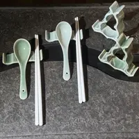 【长安知己】中国非遗「青波筷子托」耀州窑青瓷笔架摆件勺垫筷子托