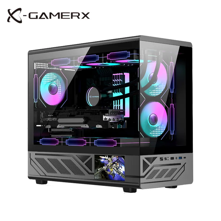 未知玩家H6机箱海景房MATX台式机带屏幕360水冷Type-C电脑机箱