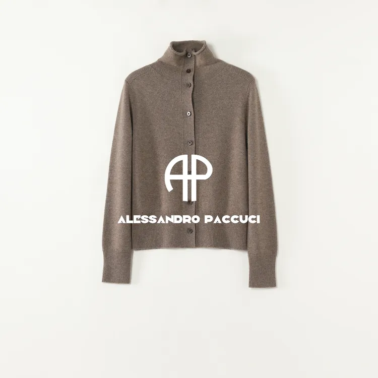 AP洛哥61013SK【米糕】100羊绒立领单排扣多色时尚百搭针织开衫