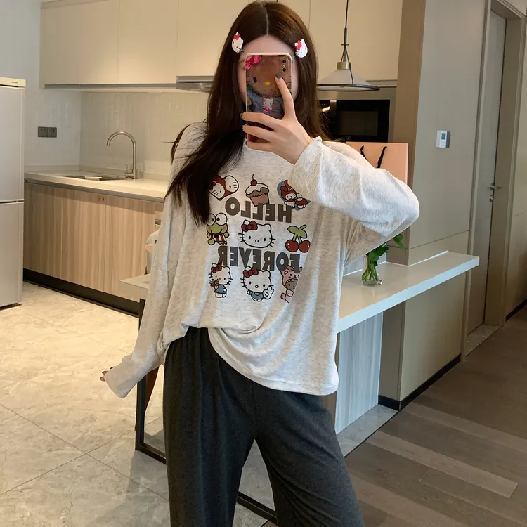 莫代尔睡衣女春秋季2025新款日系卡通休闲长袖秋款网红家居服套装