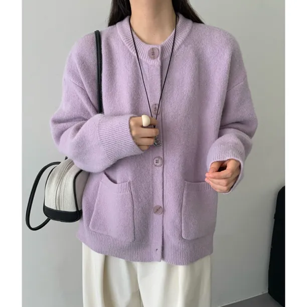 《大橙子》原版正版850克高克重！简约扛起球加厚毛衣开衫外套女上衣