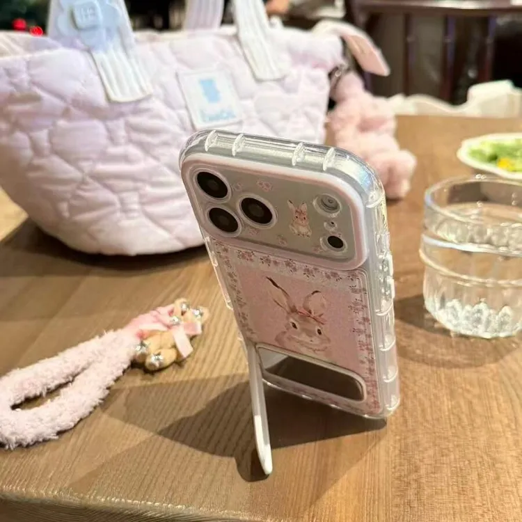 ins韩系碎花油画兔子皮质适用iphone17promax可爱16pro手机壳1514