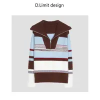【D.Limit design】兔毛绵羊毛翻领拉链洋气拼色毛衣DLLZ751